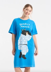Little Blue House by Hatley Bearly Awake Cotton Sleepshirt in French Blue