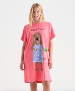 Little Blue House by Hatley Dog Tired Cotton Sleepshirt in Pink