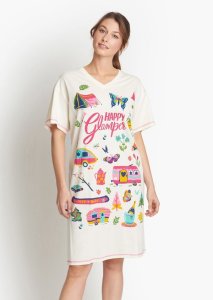Little Blue House by Hatley Happy Glamper Cotton Sleepshirt in Ivory