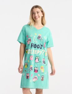 Little Blue House by Hatley Hoo's Sleepy Cotton Sleepshirt in Pool Blue