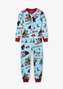 Little Blue House by Hatley Kids Wild About Christmas Union Suit in Blue