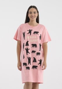 Little Blue House by Hatley Mama Bear Cotton Sleepshirt in Pink Icing