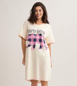 Little Blue House by Hatley Mama Bear Cotton Sleepshirt in Ivory