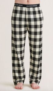 Little Blue House by Hatley Men's Cream Plaid Cotton Jersey Pajama Pant
