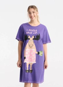 Little Blue House by Hatley Moose Wake Up Cotton Sleepshirt in Purple