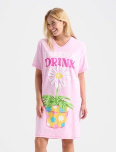 Little Blue House by Hatley I Need A Drink Cotton Sleepshirt in Pink