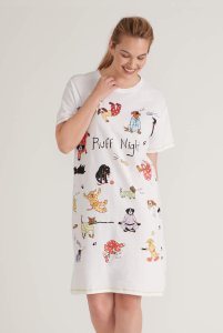 Little Blue House by Hatley Ruff Night Cotton Sleepshirt in White