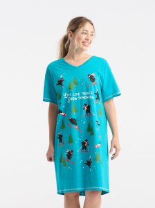 Little Blue House by Hatley Snow Tomorrow Cotton Sleepshirt in Peacock Blue