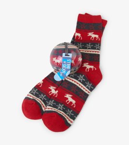 Little Blue House by Hatley Men's Fair Isle Moose Socks In A Ball