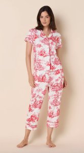 The Cat's Pajamas Women's Idle Hours Pima Knit Cotton Capri Pajama Set