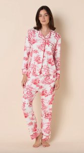 The Cat's Pajamas Women's Idle Hours Pima Knit Cotton Classic Pajama Set
