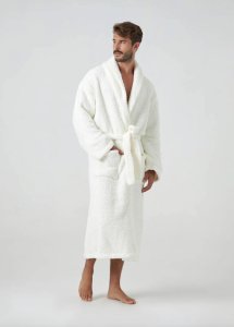 Kashwére Signature Shawl Collared Robe in Creme