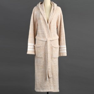 Kashwére Camel/Creme Hooded Heather Robe