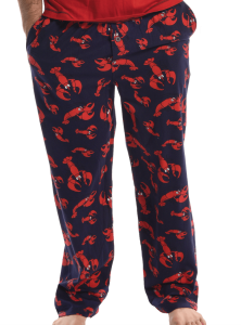 Lazy One Men's Lobster Cotton Knit Pajama Pant in Navy and Red