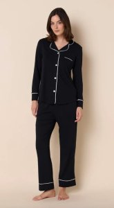 The Cat's Pajamas Women's Midnight Moment Pima Knit Cotton Classic Pajama Set