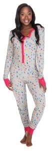 Munki Munki Women's Teeny Mittens Snap Front Rib Union Suit in Grey