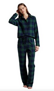 Big Feet Pajamas Women's Flannel Navy & Green Plaid Classic Pajama Set