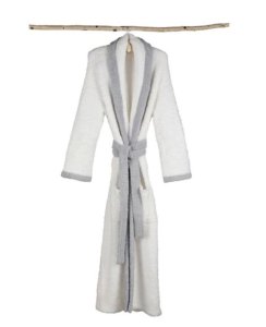 Barefoot Dreams® CozyChic®  Contrast Trim Robe in White with Ocean