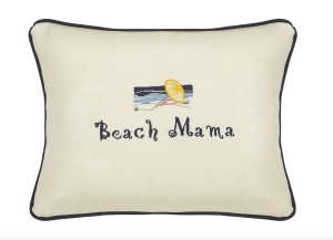 "Beach Mama" Ivory Embroidered Gift Pillow