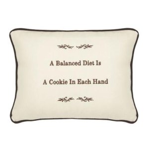 A Balanced Diet Is A Cookie In Each Hand Embroidered Gift Pillow