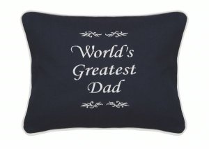 "World's Greatest Dad" Black Embroidered Gift Pillow