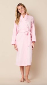 The Cat's Pajamas Women's Solid Pink Luxe Pima Cotton Shawl Collar Robe