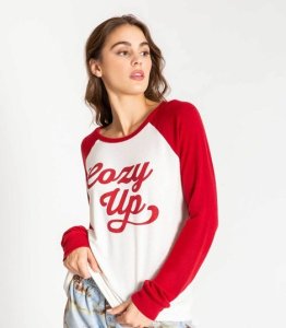 PJ Salvage Cozy Up Long Sleeve Jersey Top in Ivory