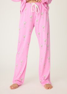 PJ Salvage Women's Playful Prints Drinks Cotton Knit Pajama Pant in Bubblegum