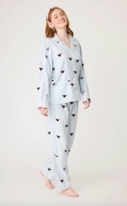 PJ Salvage Espresso Martini Happy New Year Classic Flannel Pajama Set in Bluestone