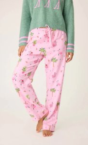 PJ Salvage Holiday Flamingo Flannel Pajama Pant in Pink Violet