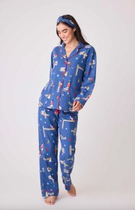 PJ Salvage Love Leo Dog Rescue Classic Flannel Pajama Set in Dark Denim