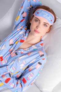 PJ Salvage Playful Prints Love You A Latte Cotton Jersey Classic Pajama Set in Peri
