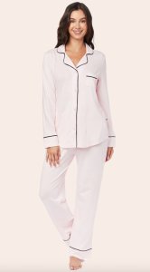 The Cat's Pajamas Women's Powder Pink Pima Knit Cotton Classic Pajama Set