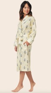 The Cat's Pajamas Women's Queen Bee Luxe Pima Cotton Shawl Collar Robe in Honey