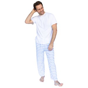 Sant + Abel Men's Sky Blue Stripe Pima Cotton Jersey Pajama Pants