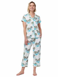 The Cat's Pajamas Women's Bicyclette Pima Knit Cotton Capri Pajama Set