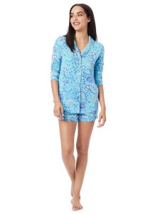 The Cat's Pajamas Women's Stella Pima Knit Cotton Long Sleeve Short Set