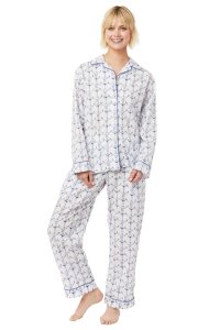 The Cat's Pajamas Women's Anchors Away Luxe Pima Cotton Classic Pajama Set