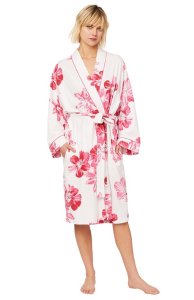 The Cat's Pajamas Women's Pink Bora Bora Pink Pima Knit Cotton Kimono Robe
