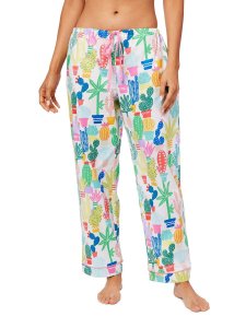 The Cat's Pajamas Women's Cactus Flower Cotton Poplin Pajama Pant