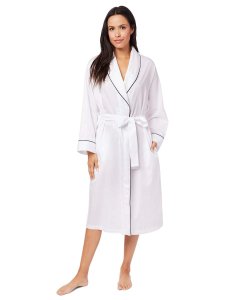The Cat's Pajamas Women's Classic White Luxe Pima Cotton Shawl Collar Robe