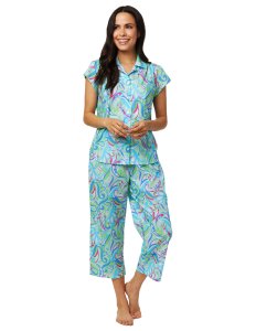 The Cat's Pajamas Women's Day Tripper Luxe Pima Cotton Capri Pajama Set