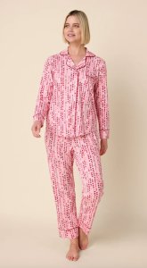 The Cat's Pajamas Women's Dreamy Hearts Pima Knit Cotton Classic Pajama Set