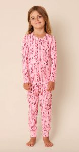 The Cat's Pajamas Kids Dreamy Hearts Pima Knit Cotton Long Sleeve Pajama Set