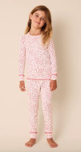 The Cat's Pajamas Kids Red Confetti Pima Knit Pajama Set