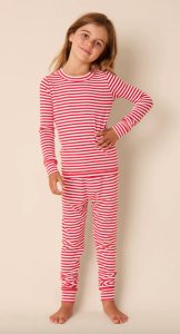 The Cat's Pajamas Kids Red Essential Stripe Pima Knit Long Sleeve Pajama Set