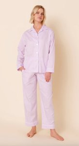 The Cat's Pajamas Women's Classic Gingham Luxe Pima Cotton Pajama Set in Lavender