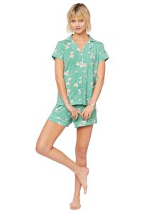 The Cat's Pajamas Women's Lazy Daisy Pima Knit Cotton Short Set