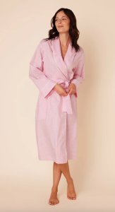 The Cat's Pajamas Women's Classic Gingham Luxe Pima Cotton Shawl Collar Robe in Pink