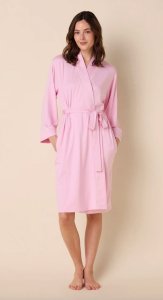 The Cat's Pajamas Women's Pink Moment Pima Knit Cotton Kimono  Robe